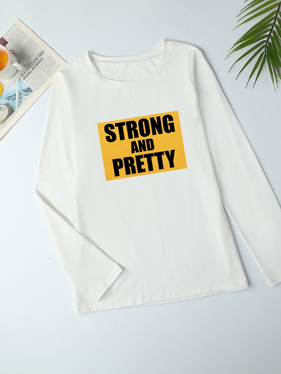 

URBANIC Women White & Yellow Pure Cotton Typography Printed T-shirt
