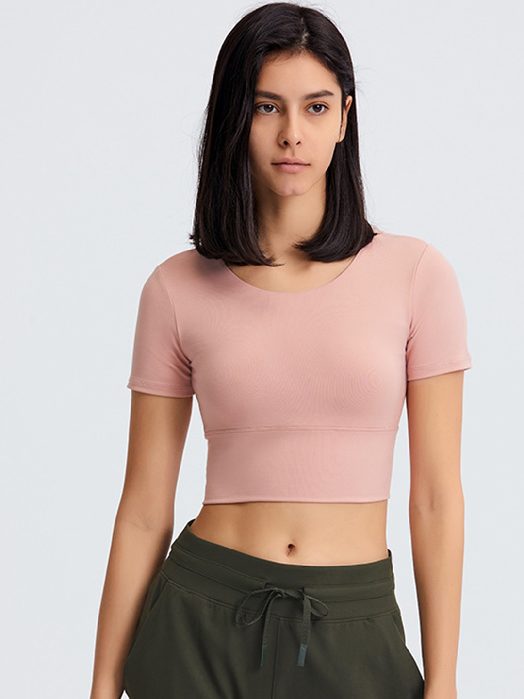 

URBANIC Pink Cut-Out Styled Back Crop Top