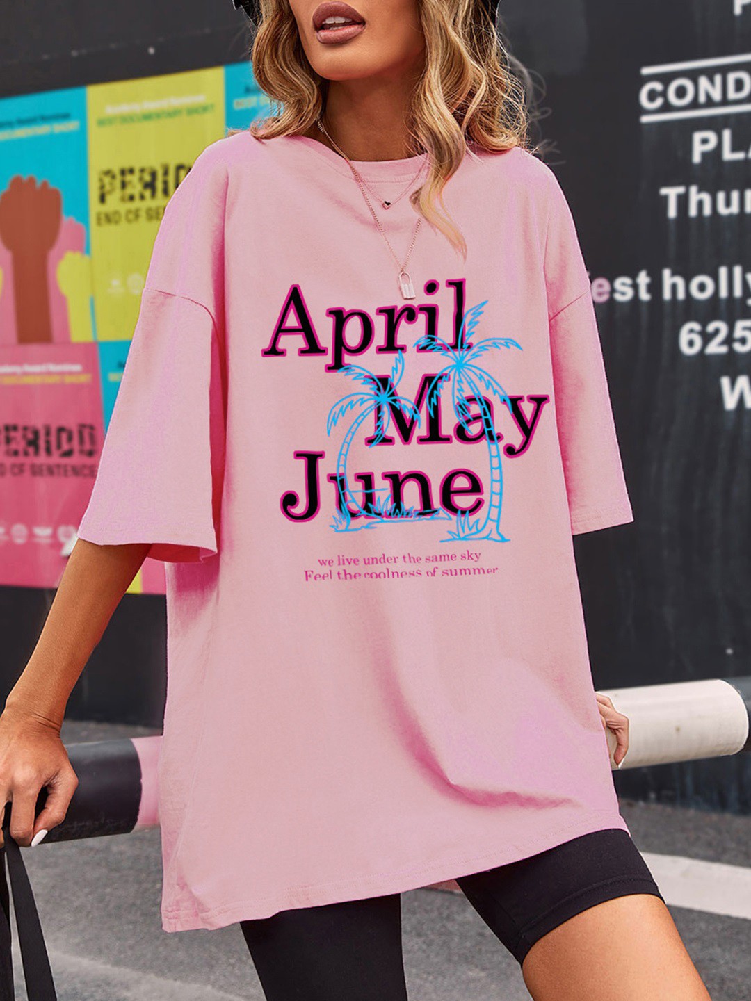 

URBANIC Women Pink Cotton Typography Printed T-shirt