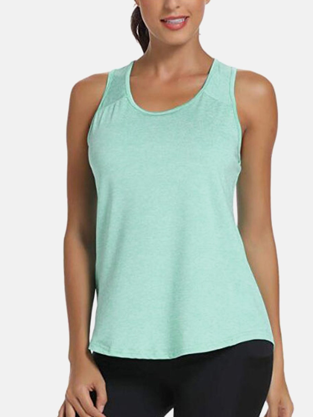 

URBANIC Women Green Solid Melange Effect Tank Top