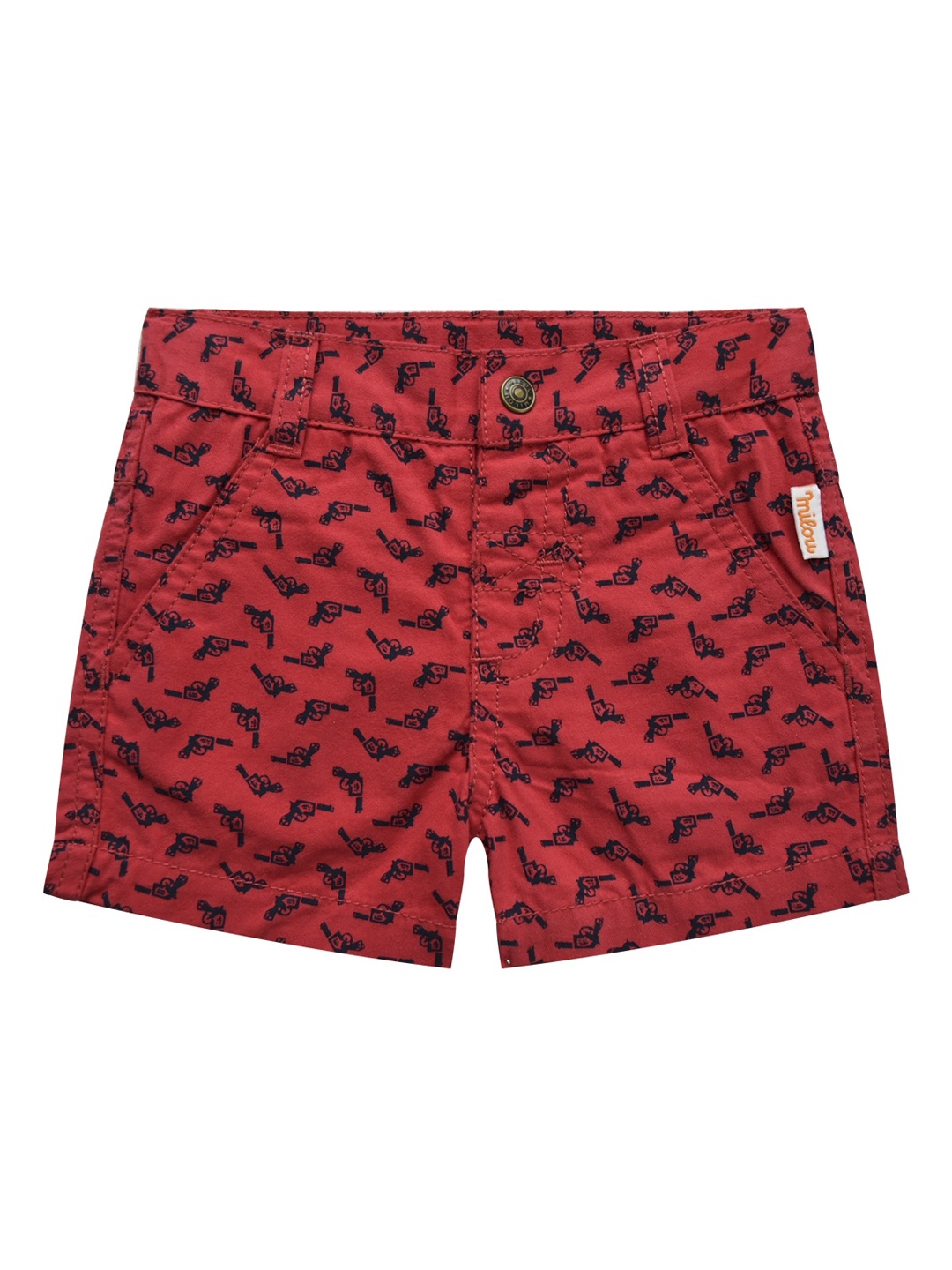 

milou Boys Red Printed Regular Shorts