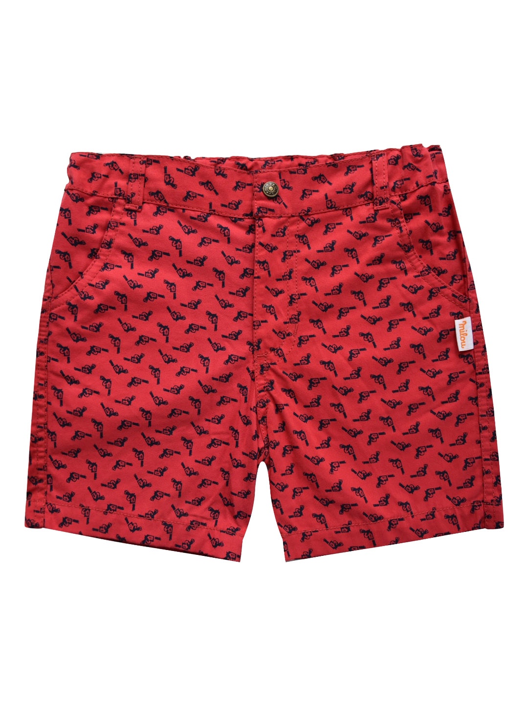 

milou Boys Red Conversational Printed Regular Shorts