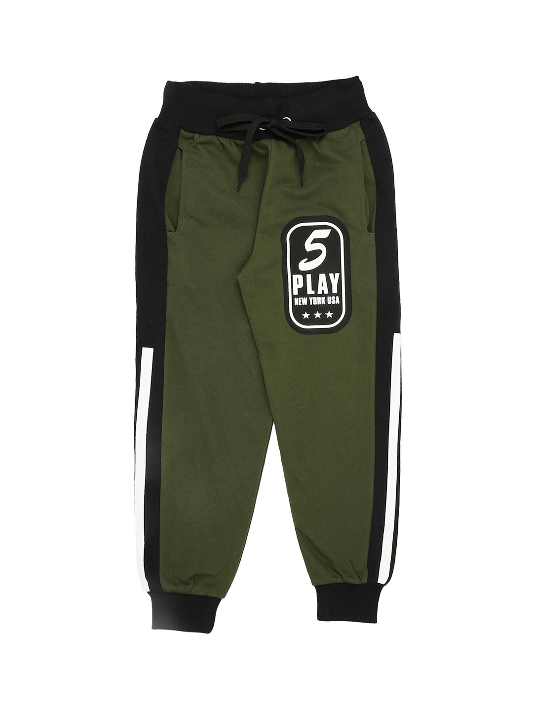 

RAINE AND JAINE Girls Olive Green Solid Pure Cotton Regular-Fit Joggers