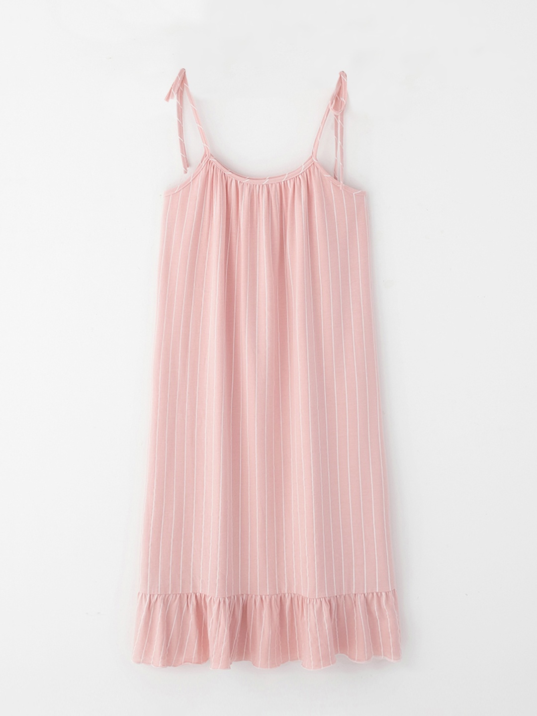 

URBANIC Women Pink & White Cotton Striped Nightdress