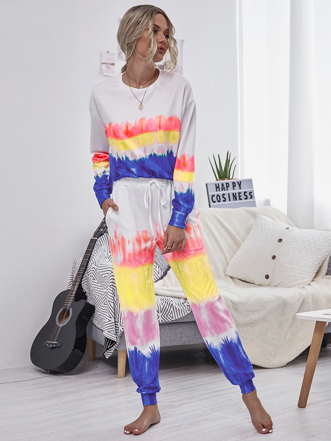 

URBANIC Women Multicoloured Abstract Print Night Suit, Multi