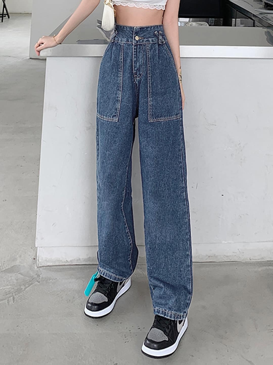 

URBANIC Women Navy Blue Relaxed Fit High-Rise Jeans