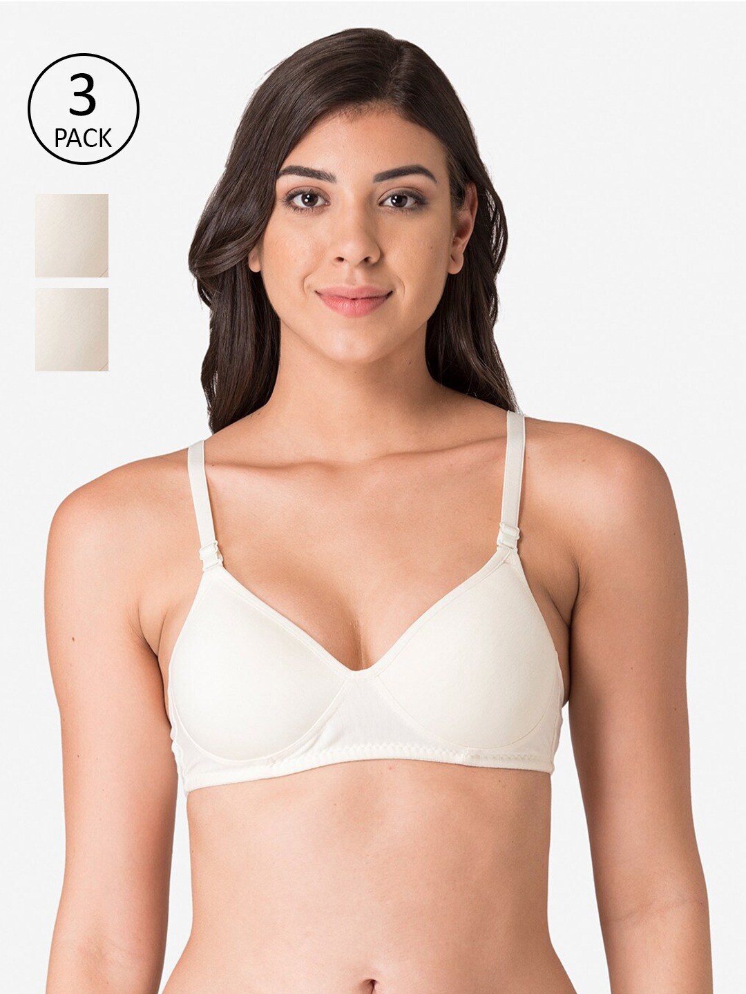 

KOMLI Pack of 3 Off White T-shirt Bra Lightly Padded
