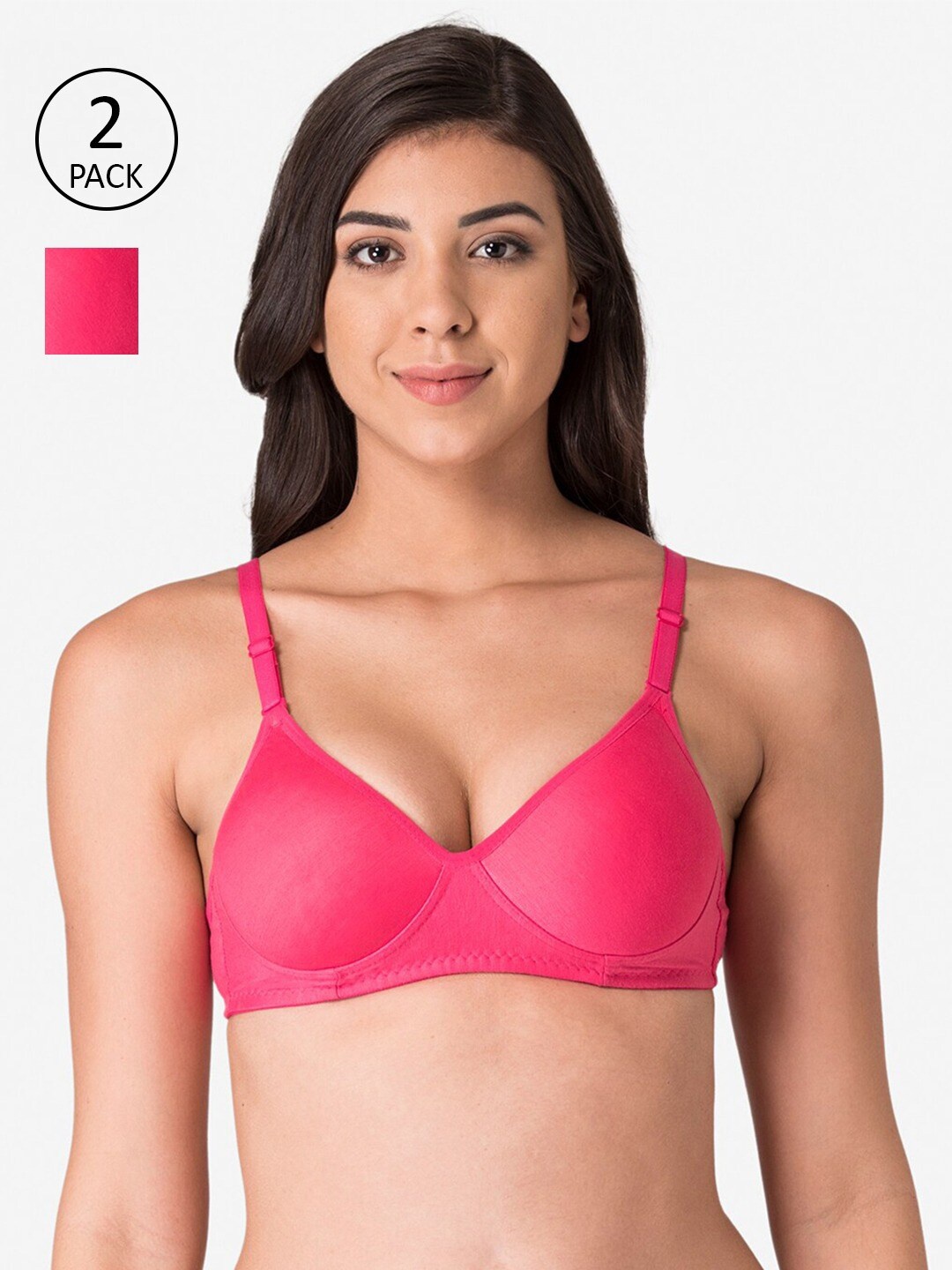 

KOMLI Pack Of 2 Pink T-shirt Bra Lightly Padded