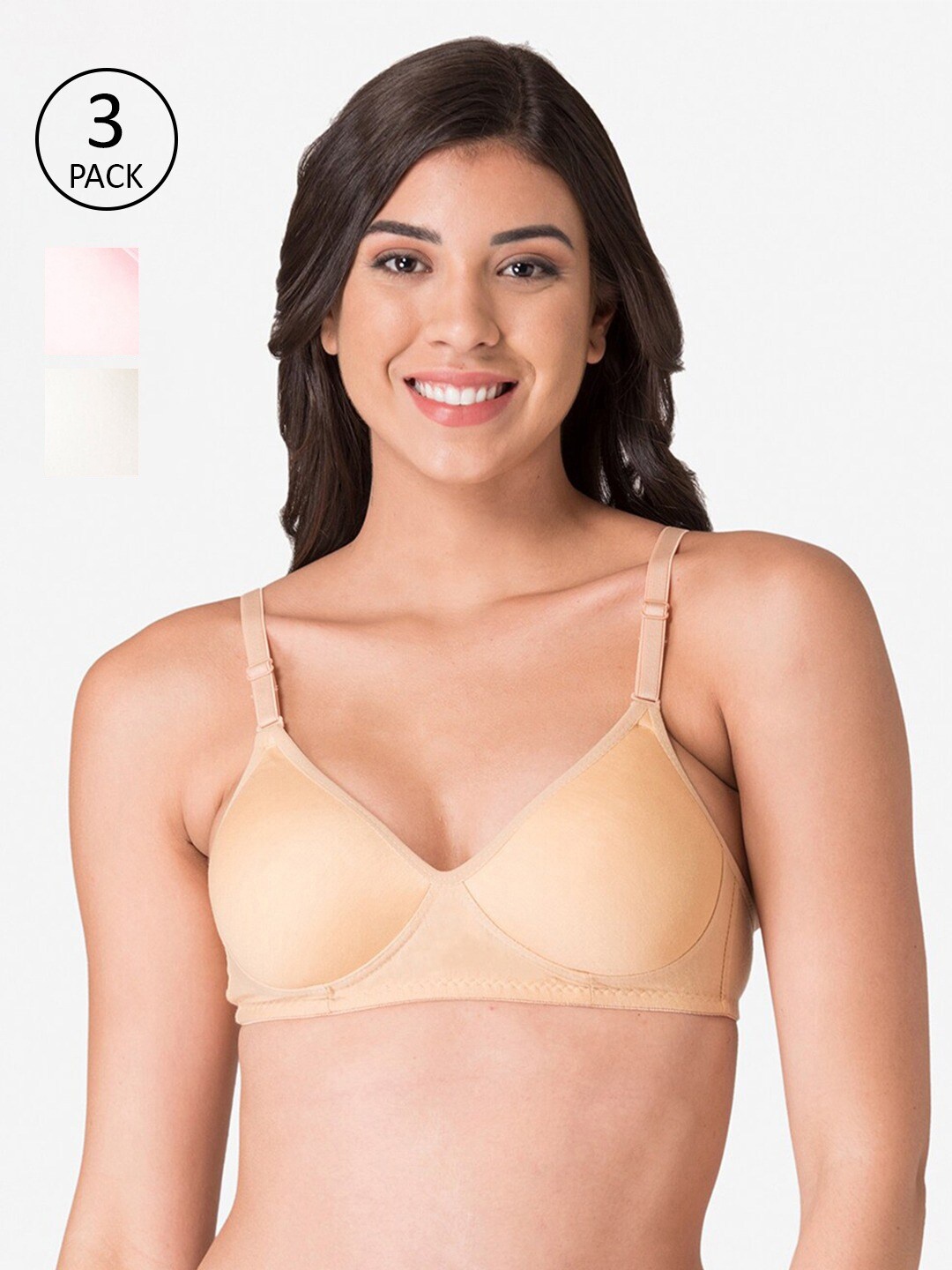 

KOMLI Pack of 3 T-shirt Bra Lightly Padded, Off white