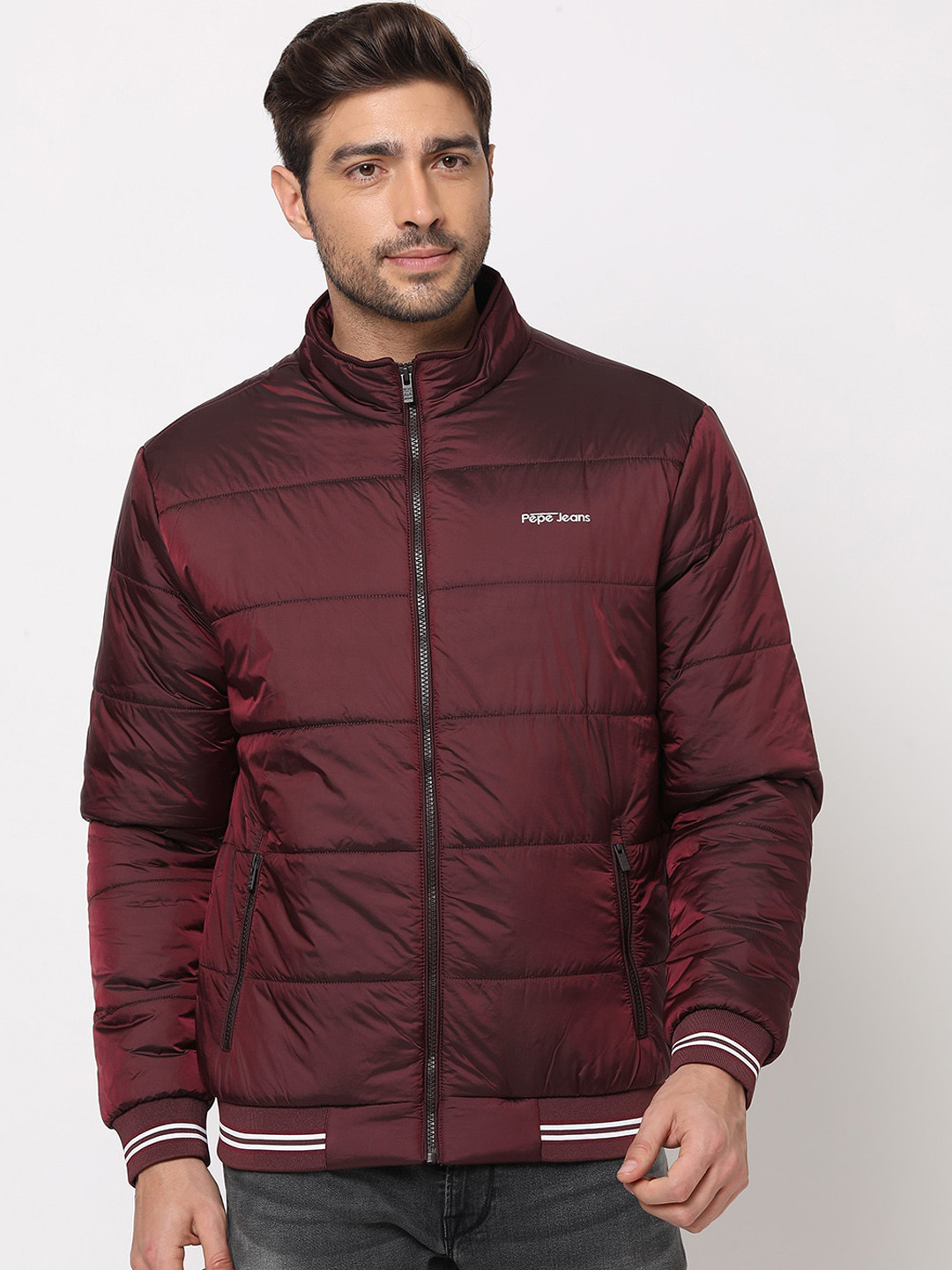 

Pepe Jeans Men Maroon Solid Padded Jacket