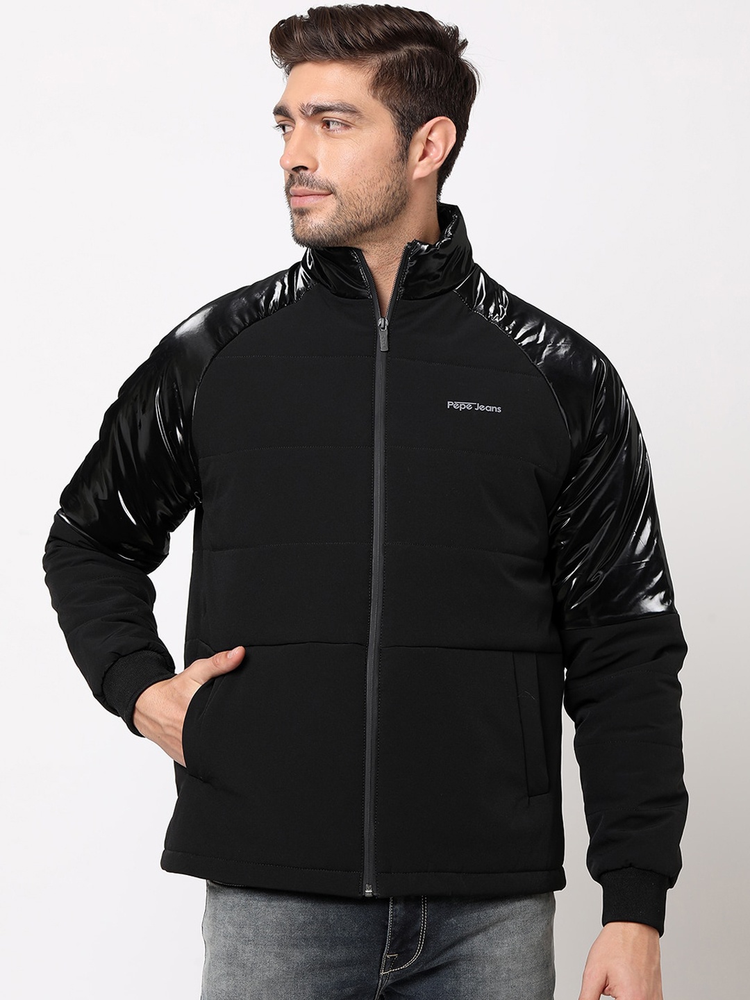 

Pepe Jeans Men Black Solid Padded Jacket