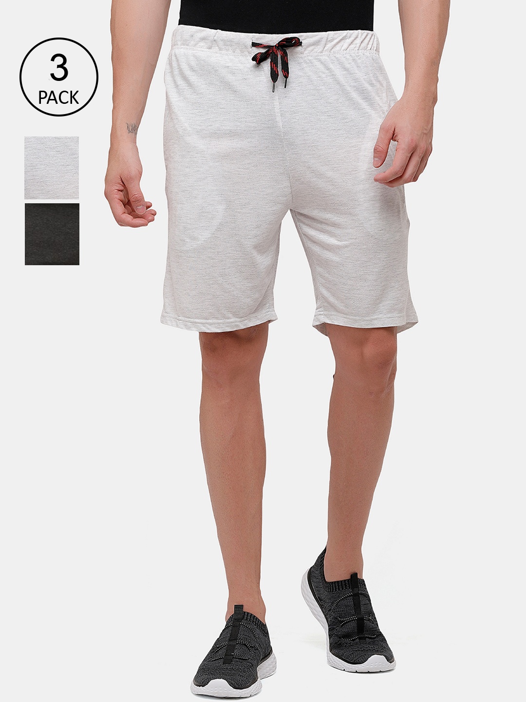 

ARDEUR Men Pack of 3 Solid Regular Shorts, Grey