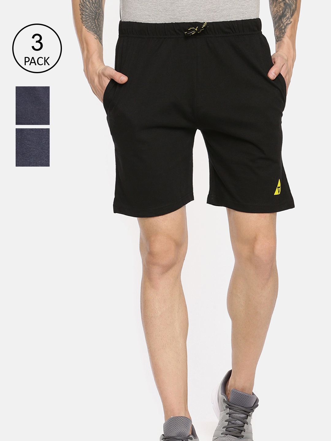 

ARDEUR Men Pack Of 3 Solid Regular Shorts, Multi