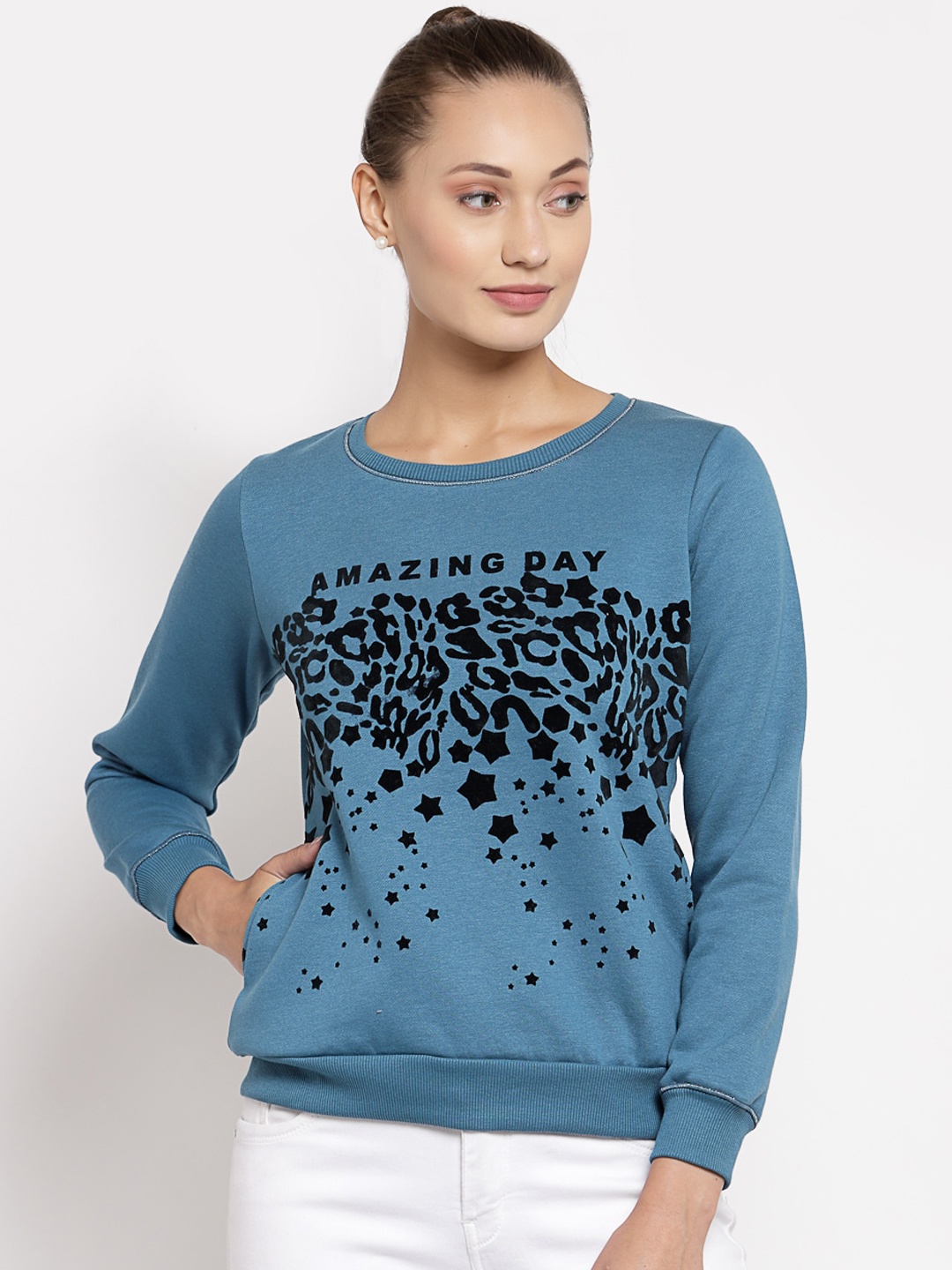 

Juelle Women Blue Printed Sweatshirt