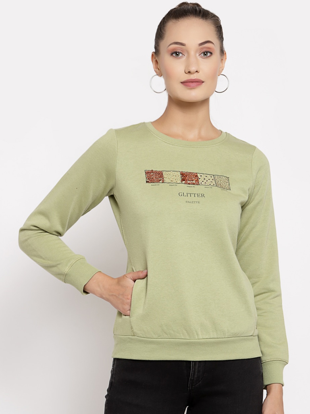 

Juelle Women Green Embellished Sweatshirt