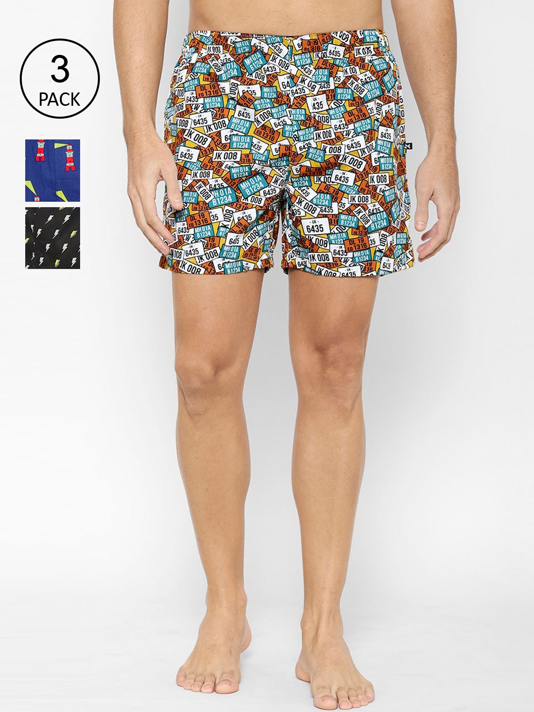 

XYXX Men Pack Of 3 Pure Cotton Printed Boxers XYBOX3PCKN122_, Black