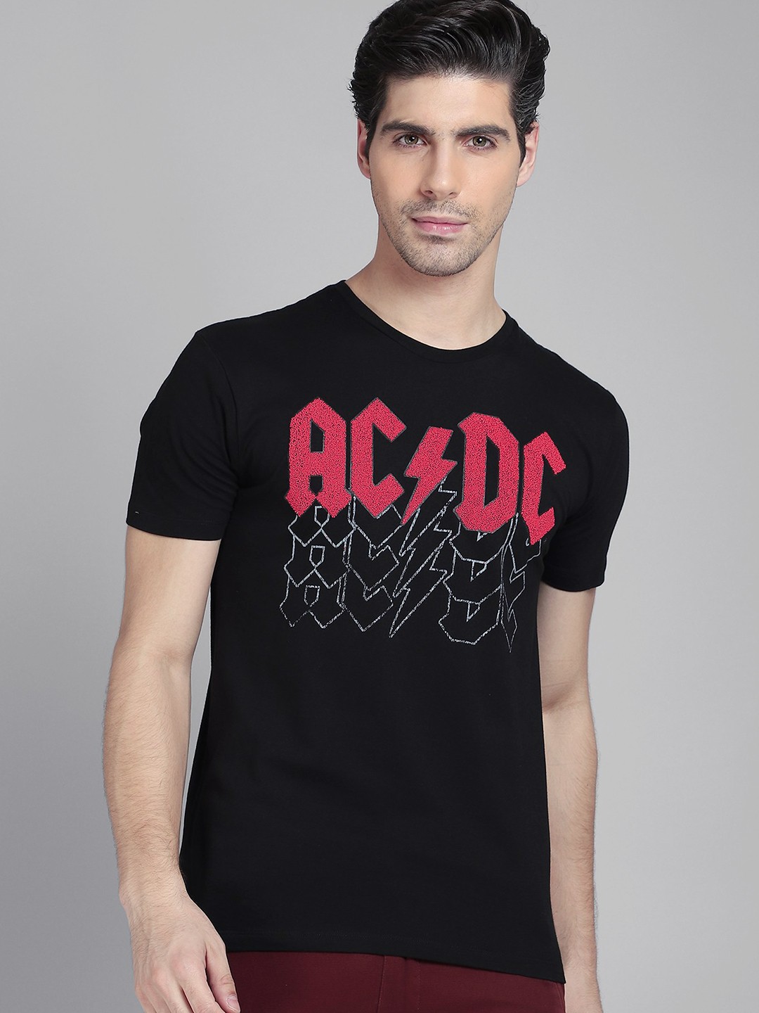 

Free Authority Men Black ACDC Printed Pure Cotton T-shirt