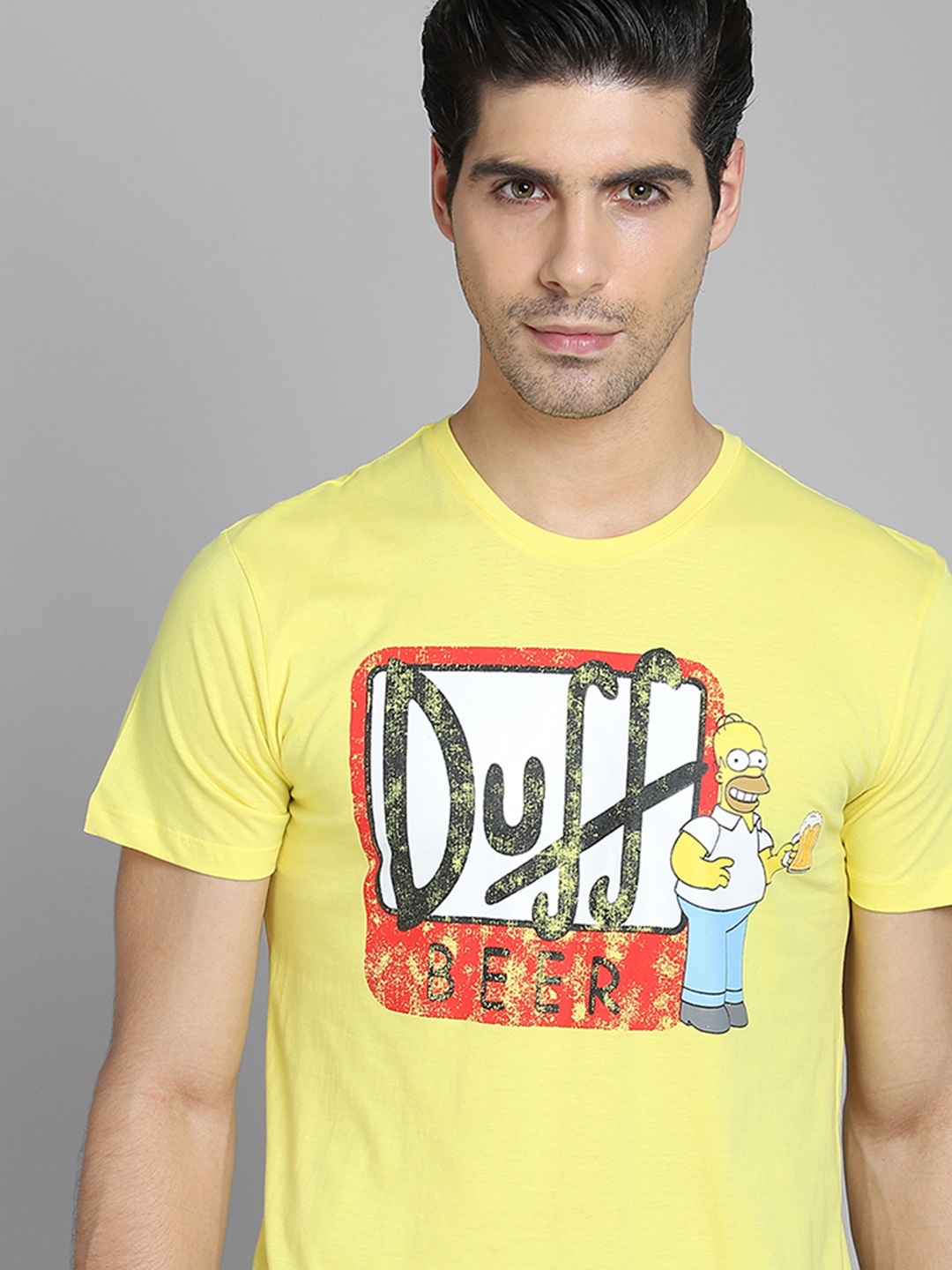 

Free Authority Men Yellow Simpsons Featured Printed Pure Cotton T-shirt
