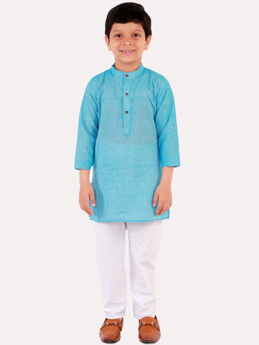 

Superminis Boys Green Regular Pure Cotton Kurta with Pyjamas