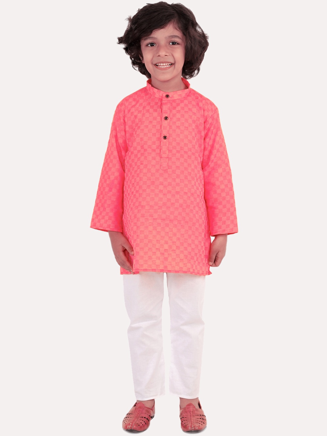 

Superminis Boys Magenta Regular Pure Cotton Kurta with Pyjamas