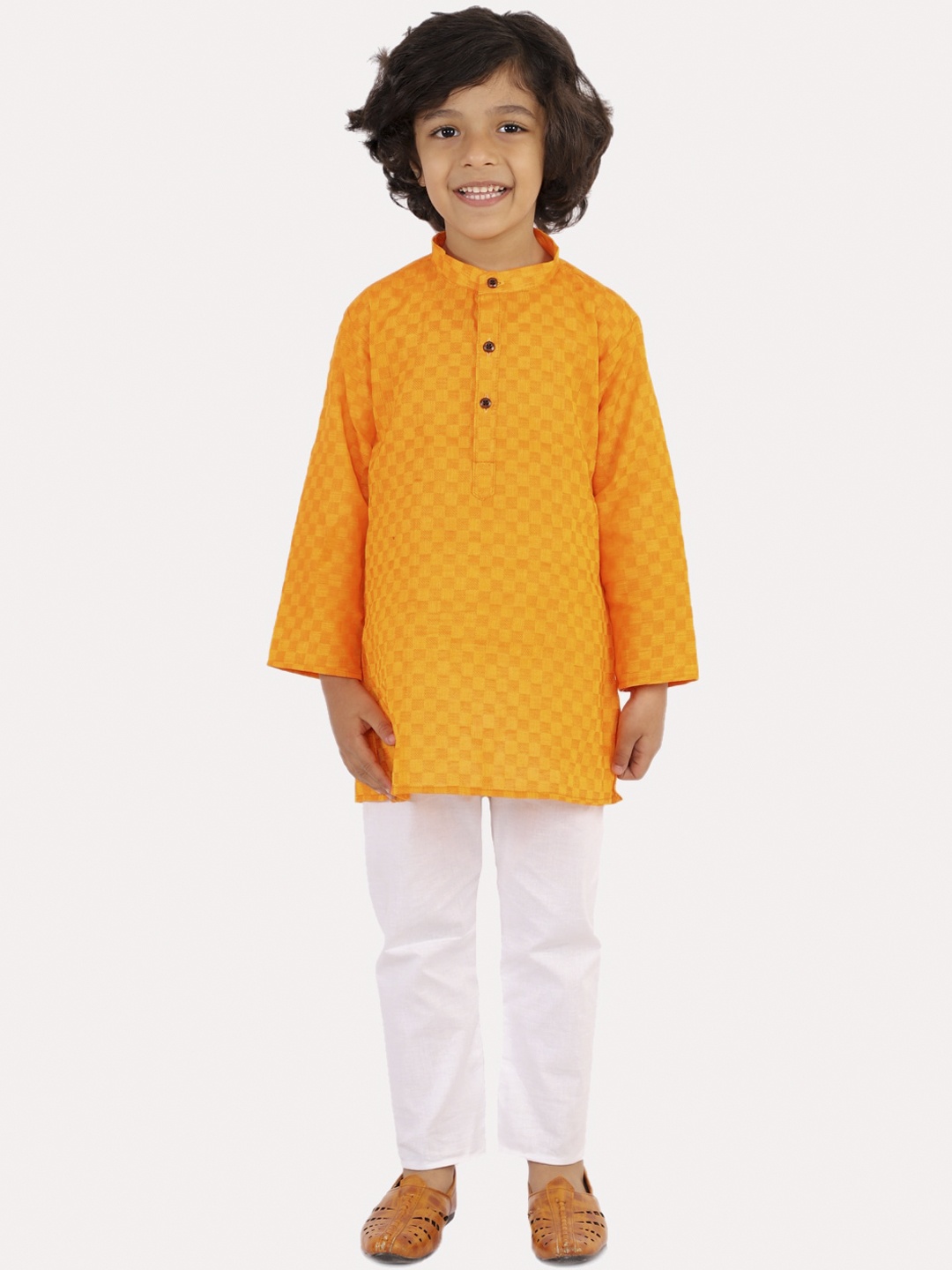 

Superminis Boys Yellow Regular Pure Cotton Kurta with Pyjamas