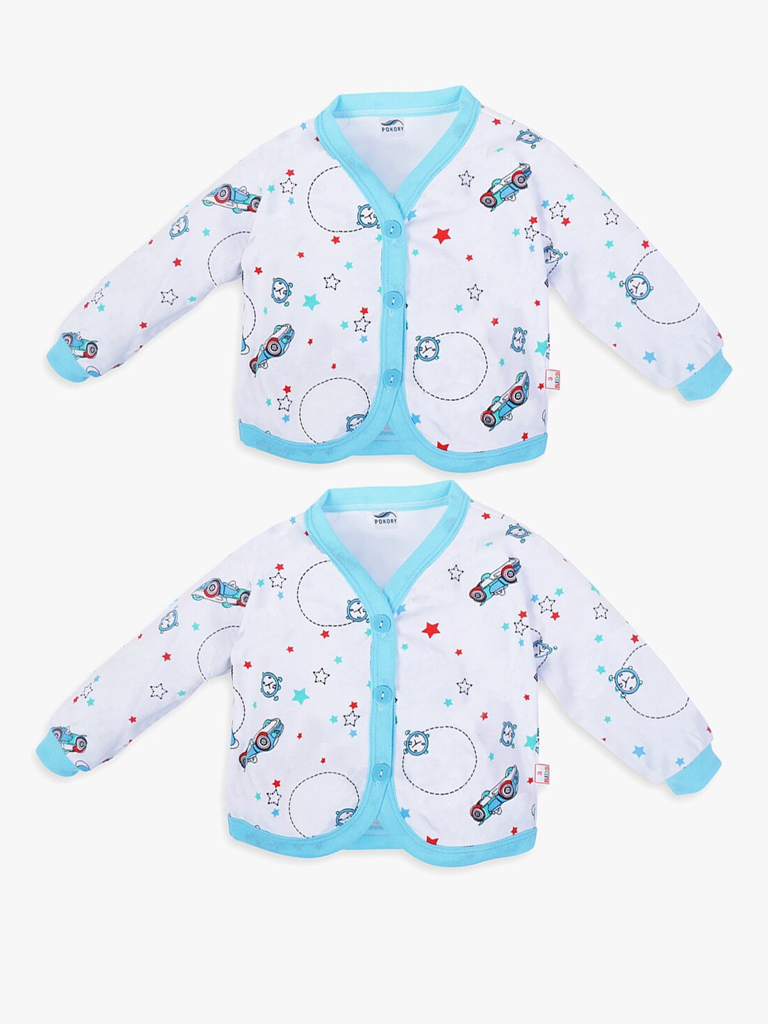 

POKORY Infant Kids Pack of 2 Cotton Assorted Printed V-Neck Jhablas