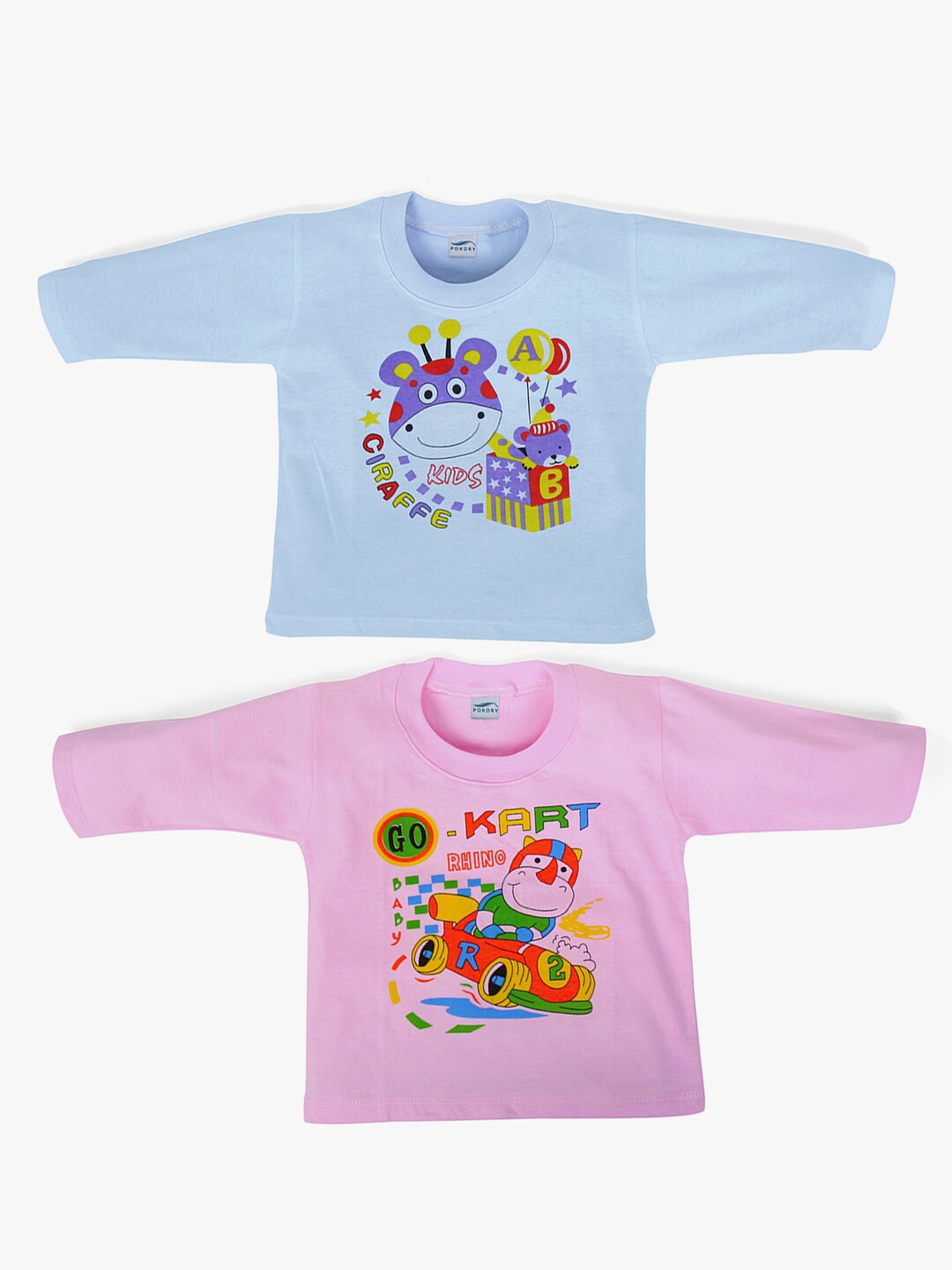 

POKORY Unisex Kids Blue Pack of 2 Printed T-shirt