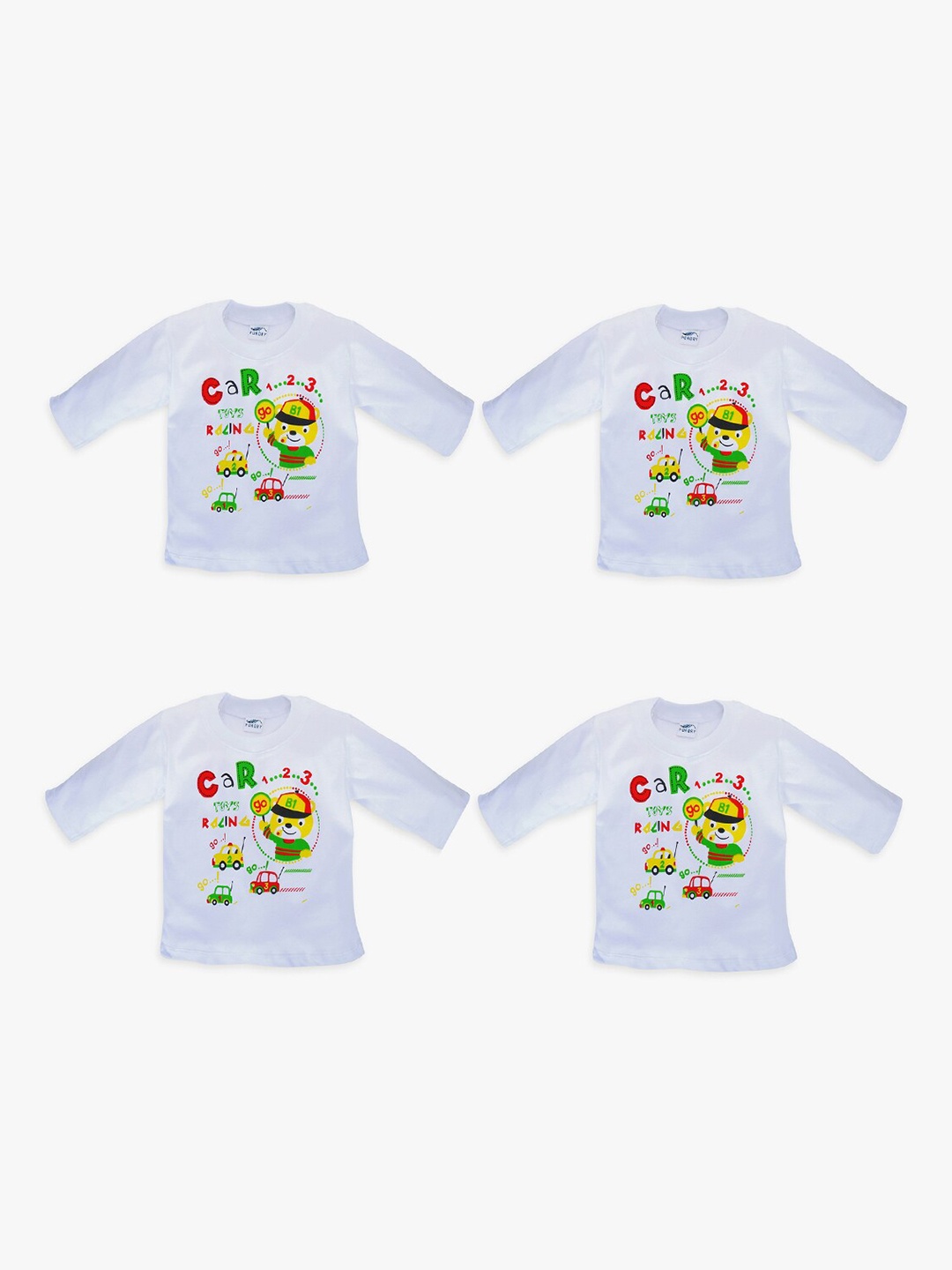 

POKORY Infants Kids Pack Of 4 Assorted Printed Cotton T-shirts