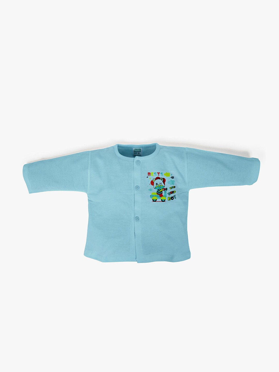 

POKORY Infant Kids Blue Pure Cotton Round Neck T-shirt