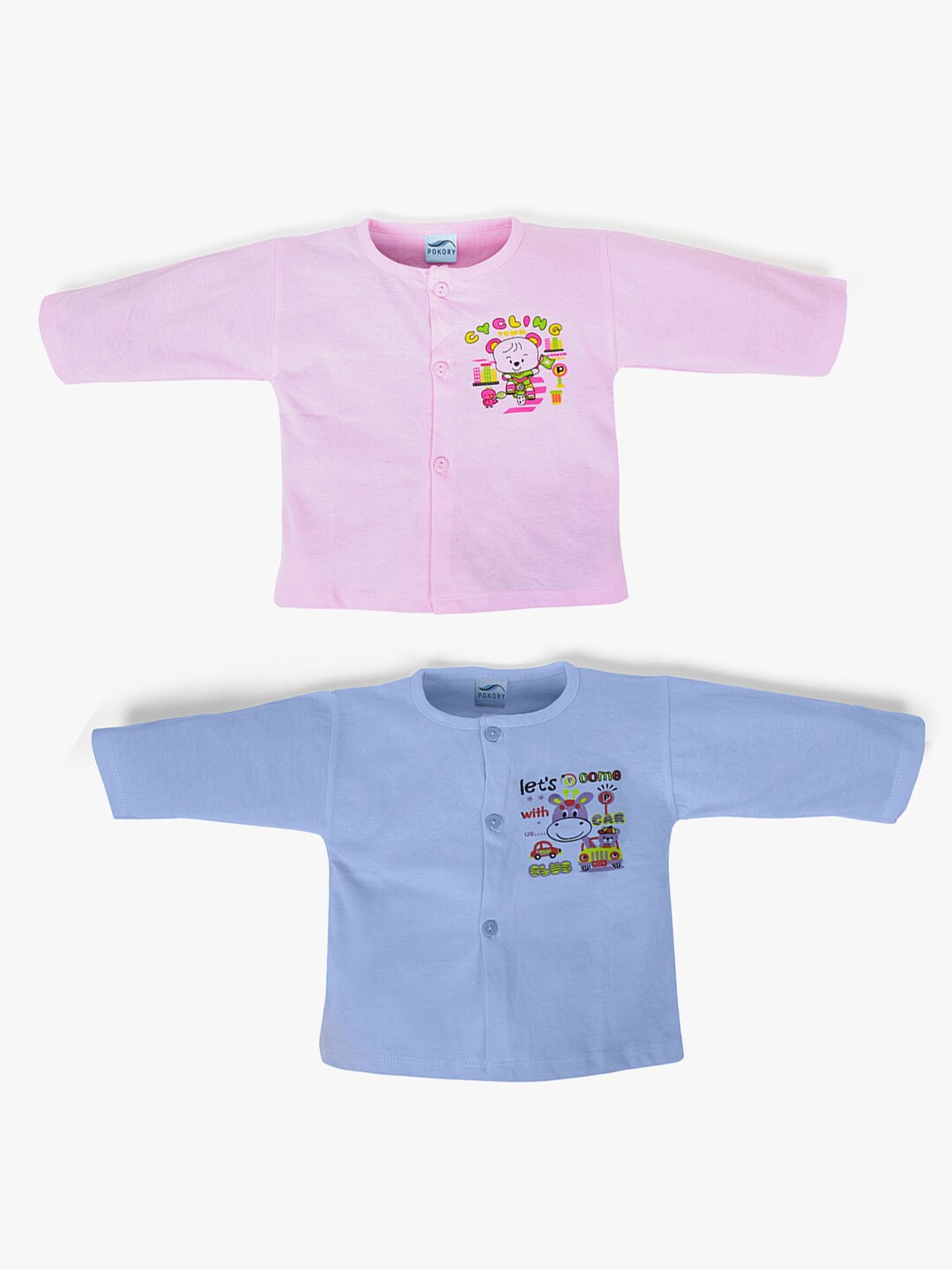 

POKORY Infant Kids Pack of 2 Cotton Printed Jhablas, Blue