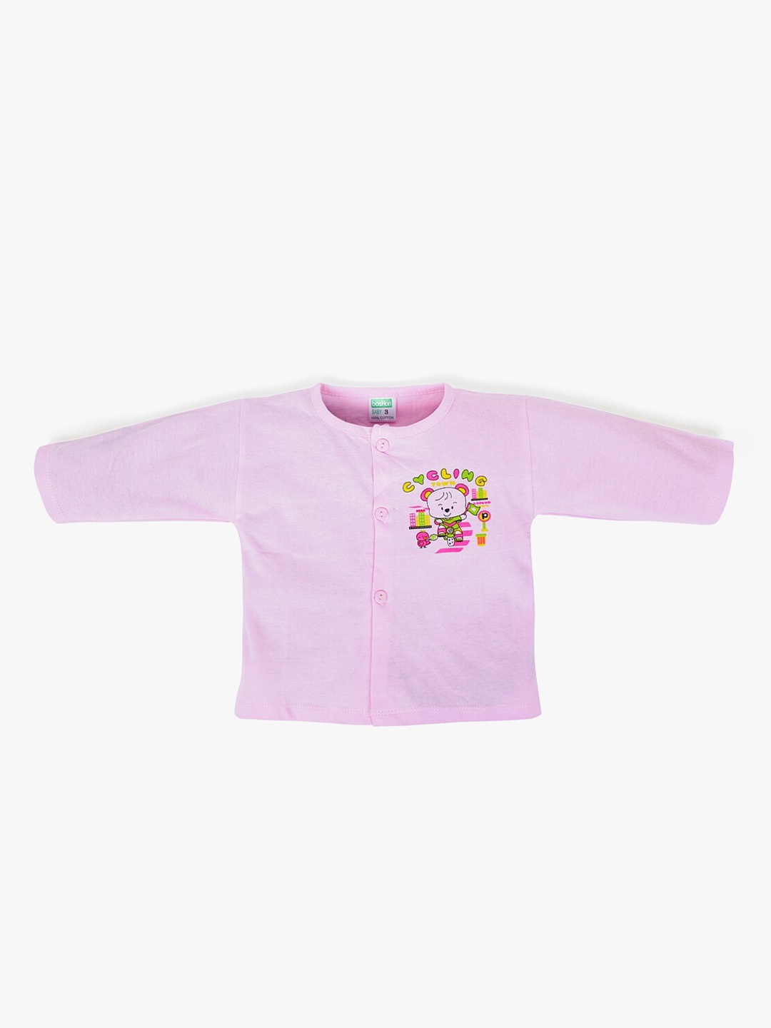 

POKORY Unisex Kids Pink Pure Cotton Printed T-shirt