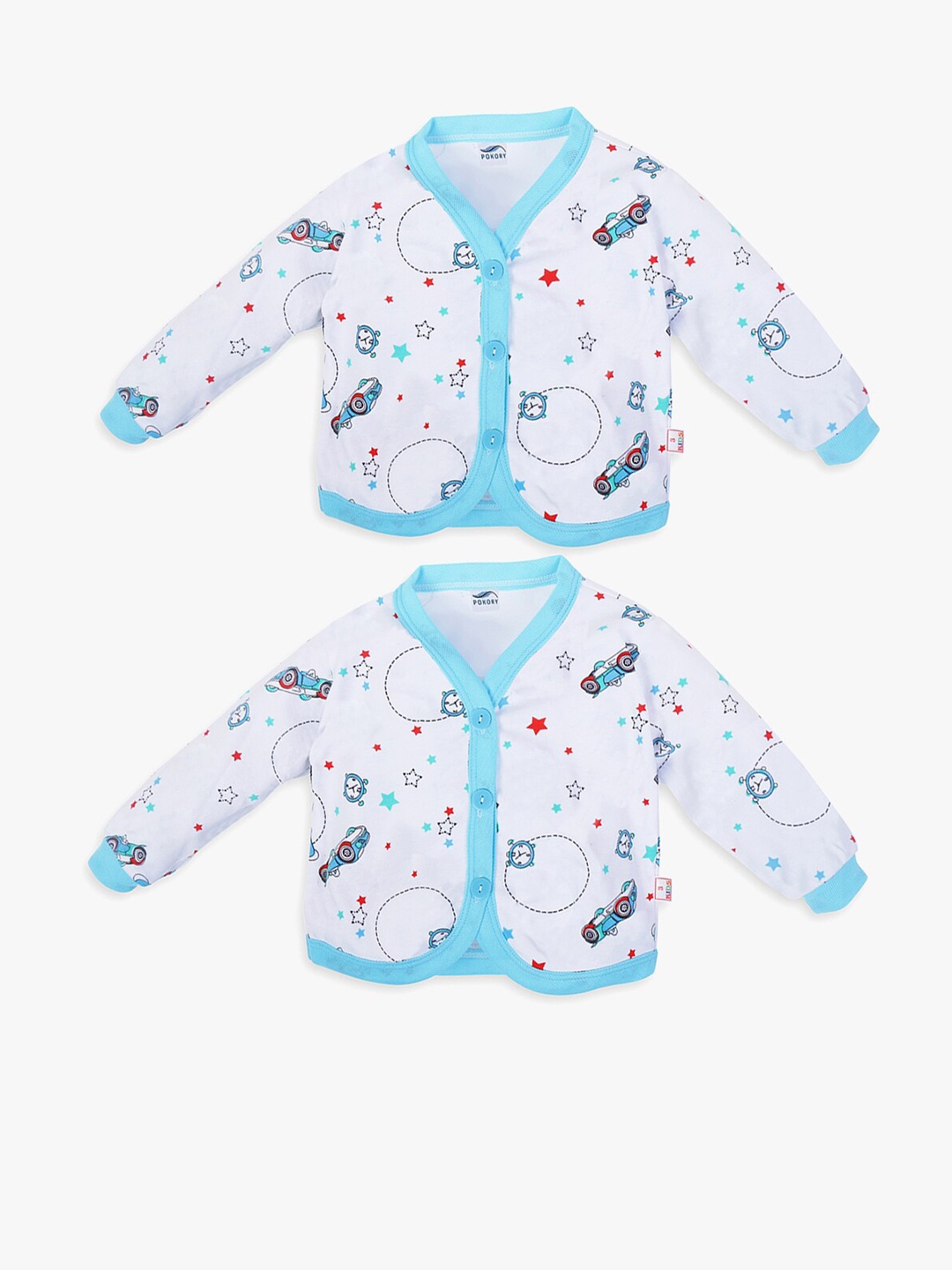 

POKORY Unisex Kids White Pack of 2 Printed V-Neck T-shirt
