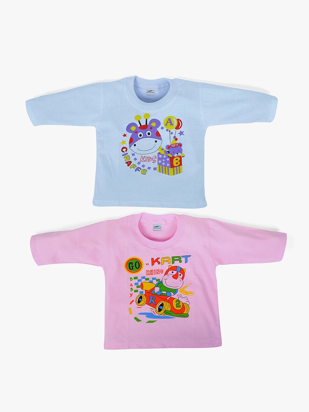 

POKORY Unisex Kids Blue Pack of 2 Printed T-shirt