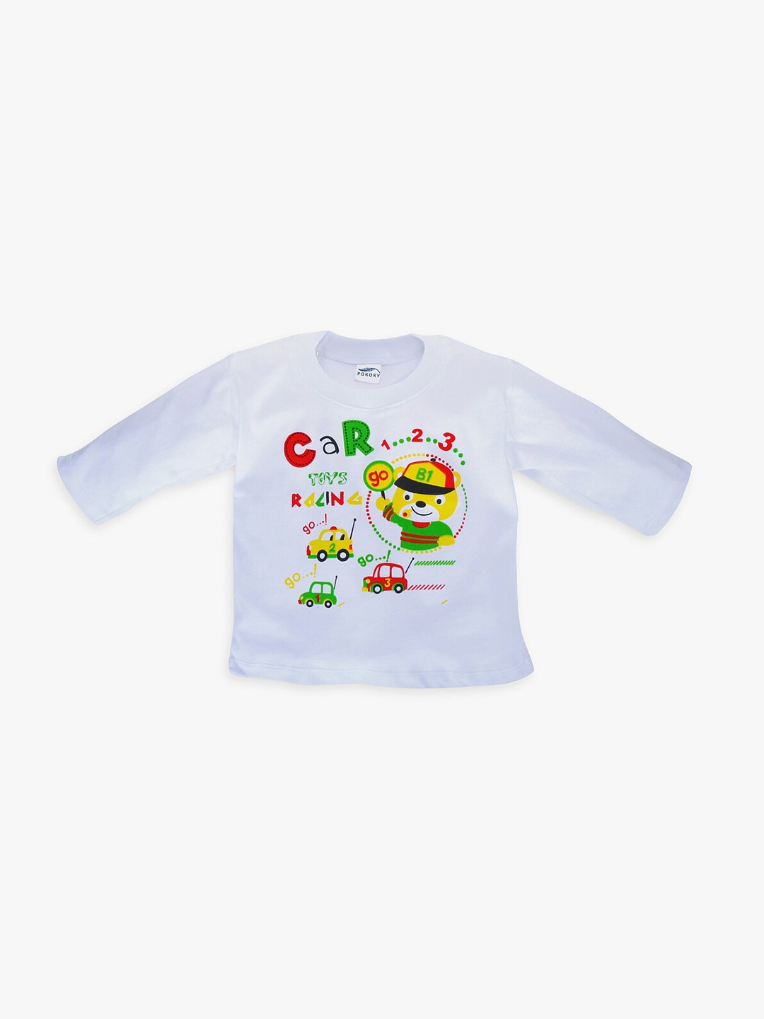 

POKORY Unisex Kids White Printed T-shirt