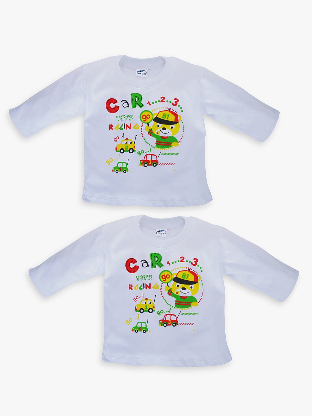 

POKORY Unisex Kids White Typography Pack Of 2 Printed T-shirt