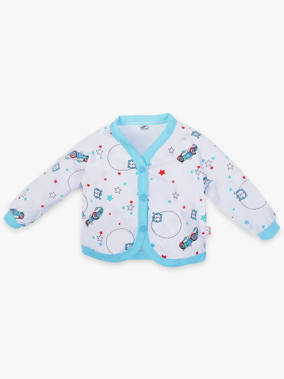 

POKORY Infant Kids Assorted Cotton Printed Jhabla, White