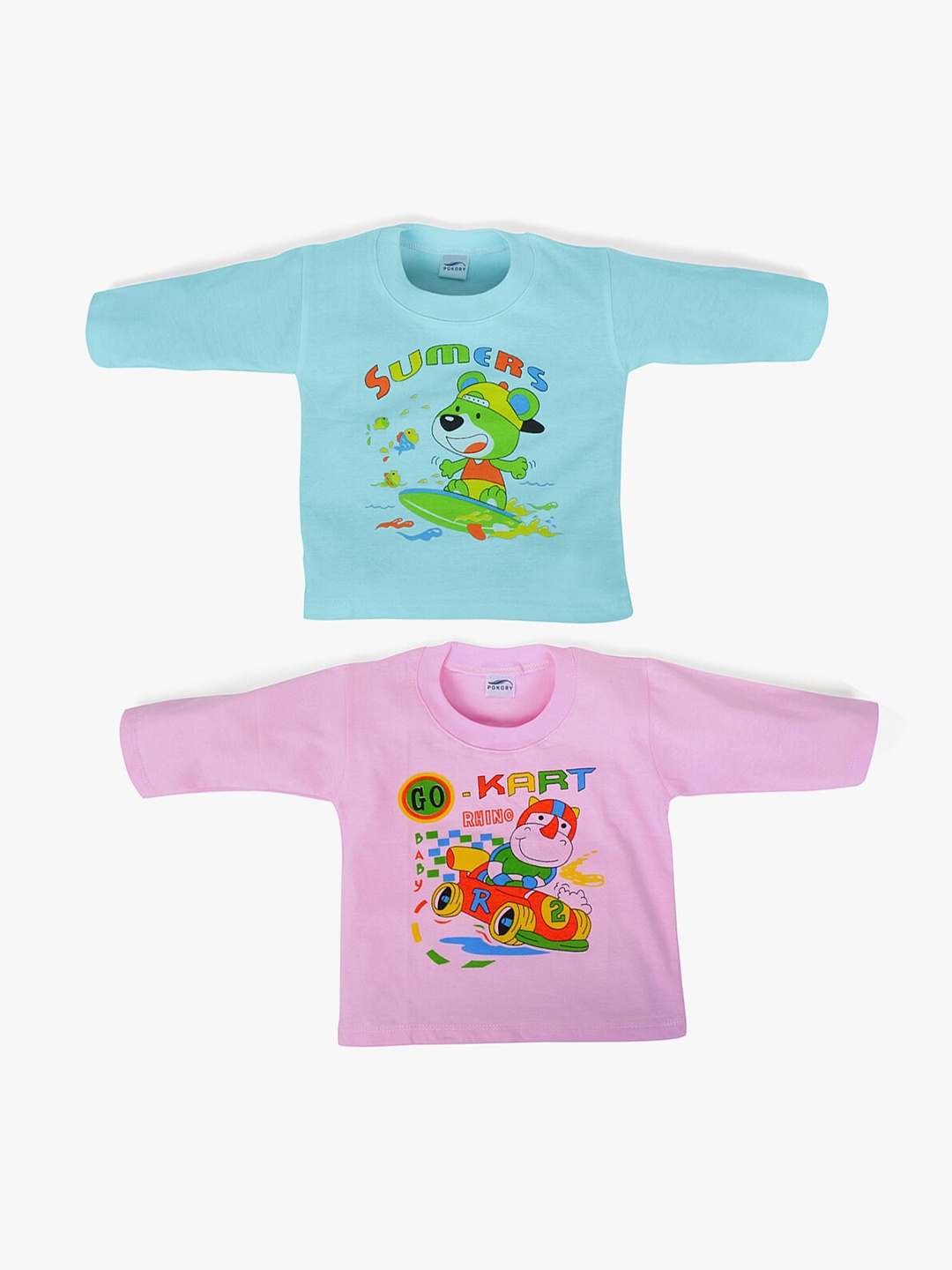 

POKORY Infants Kids Pack Of 2 Cotton T-shirts, Pink