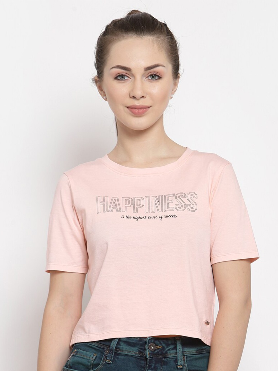 

Pepe Jeans Women Pink Typography T-shirt