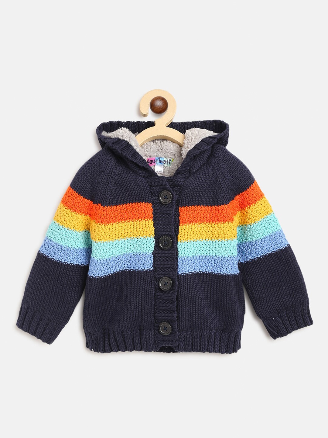 

Nauti Nati Boys Navy Blue & Yellow Striped Cardigan