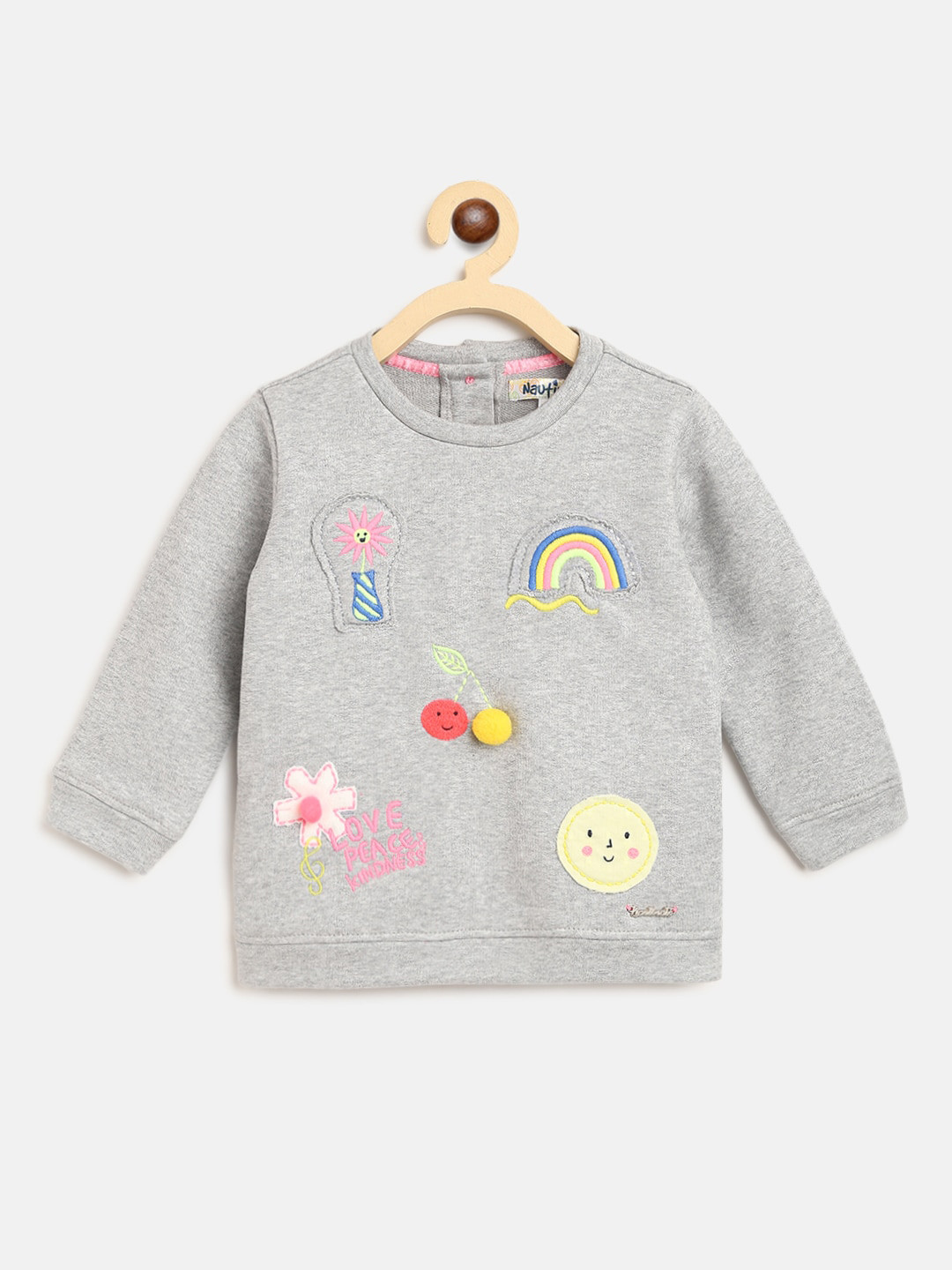 

Nauti Nati Girls Grey Printed Sweatshirt