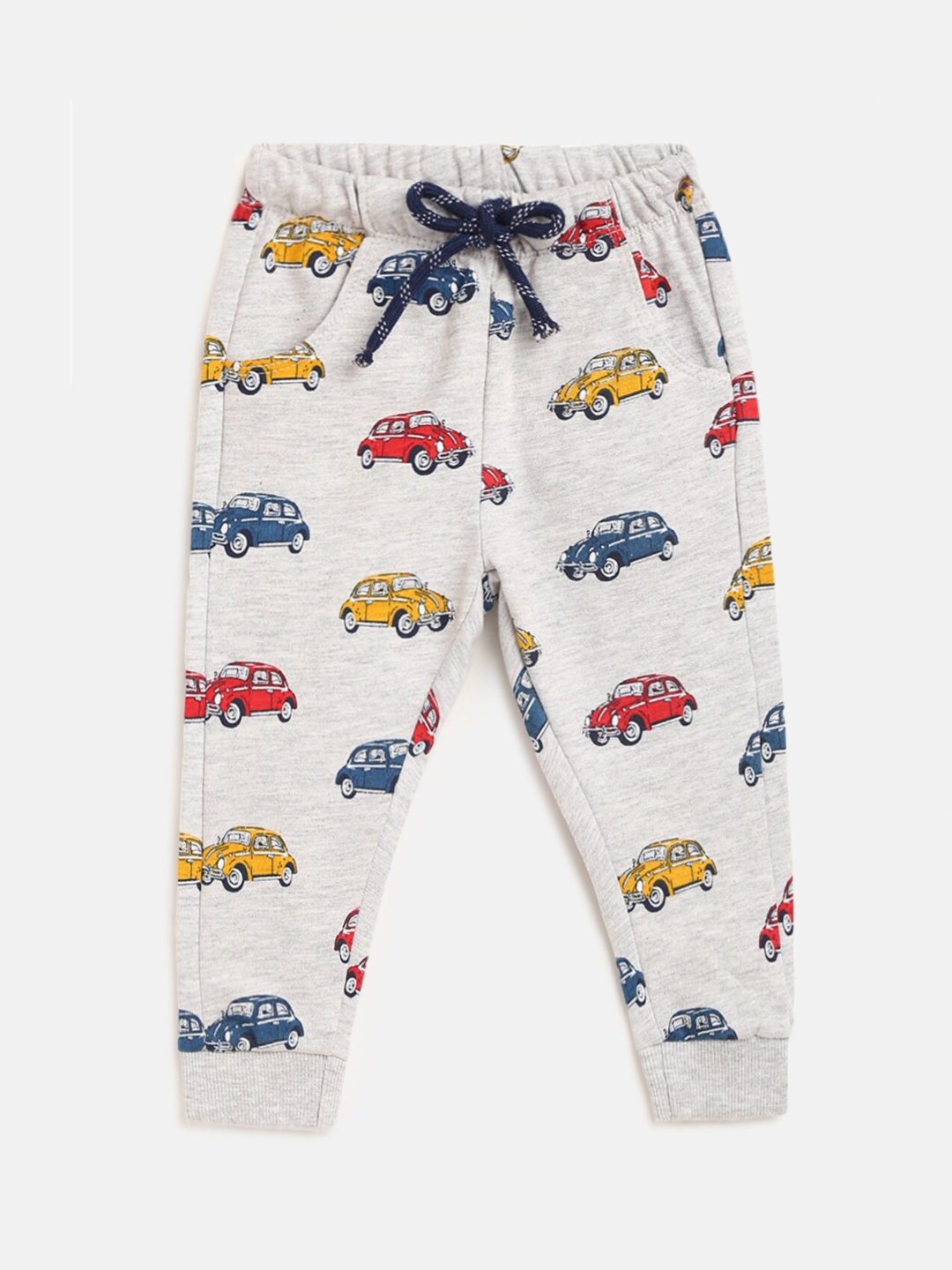 

Nauti Nati Infant Boys White & Red Conversational Printed Cotton Joggers, Grey melange