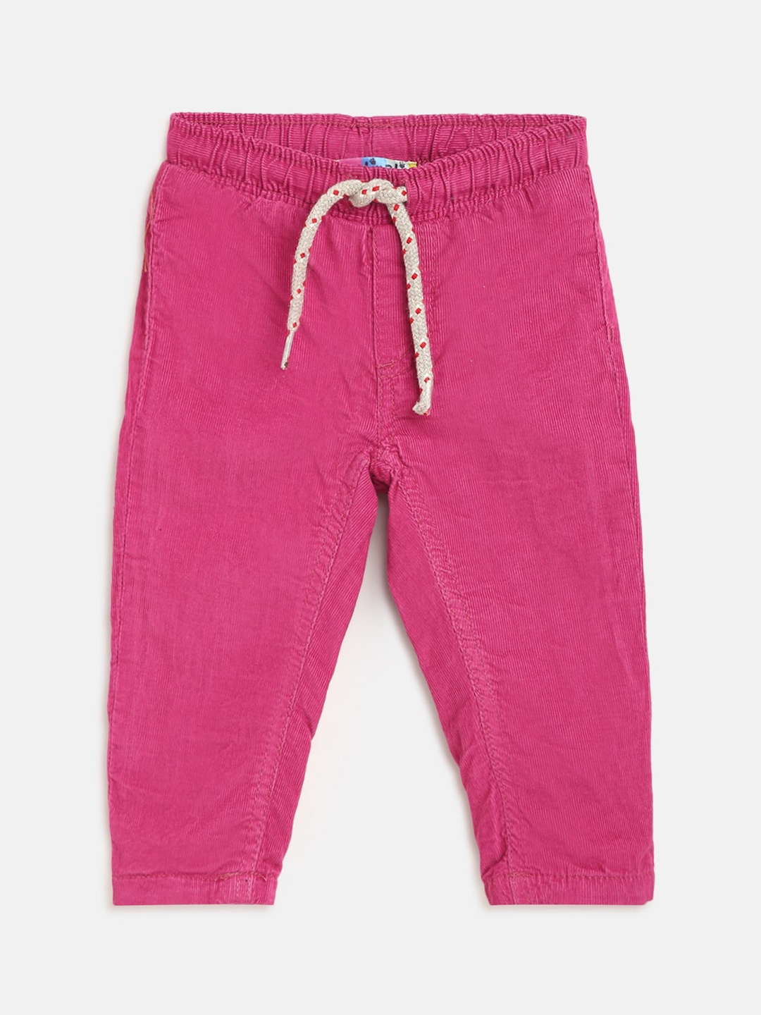 

Nauti Nati Infant Girls Pink Self Striped Corduroy Finish Cotton Trousers