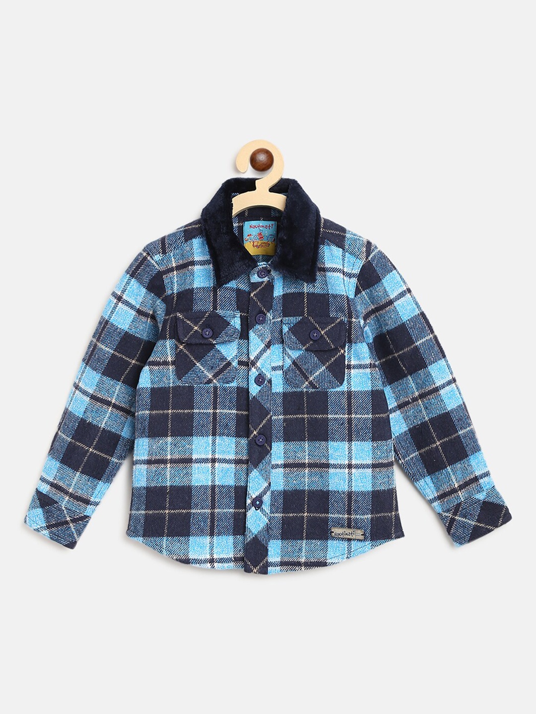 

Nauti Nati Boys Blue & Black Pure Cotton Tartan Checked Casual Shirt