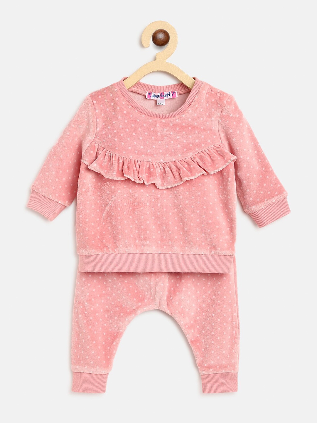 

Nauti Nati Girls Pink & White Pure Cotton Top with Pyjamas