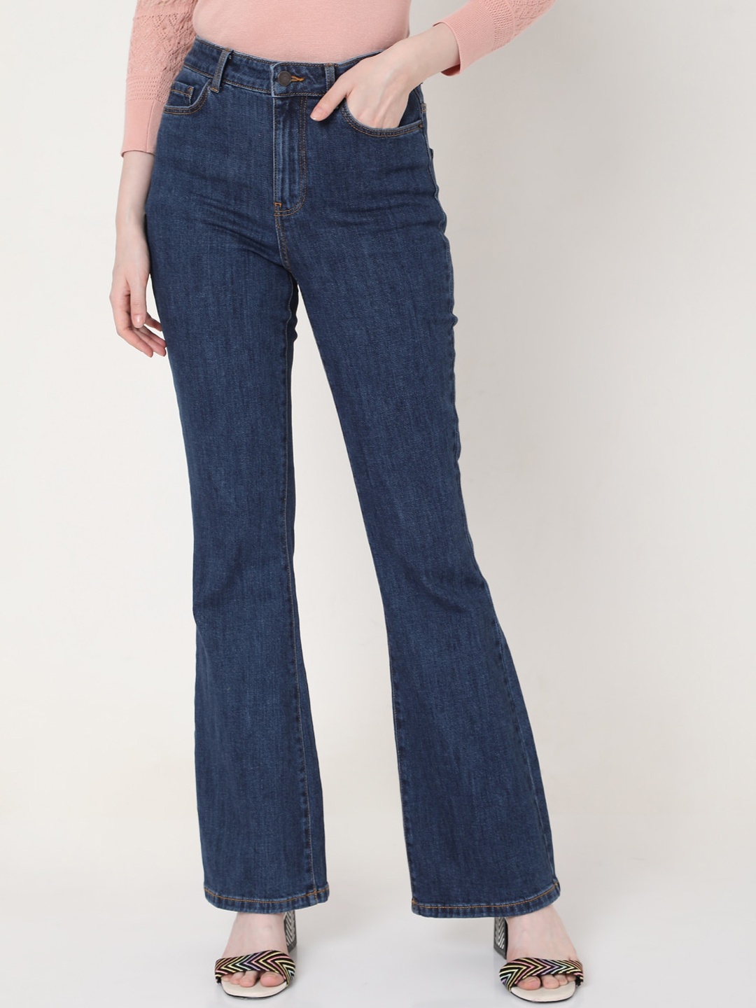 

Vero Moda Women Blue Bootcut High-Rise Jeans