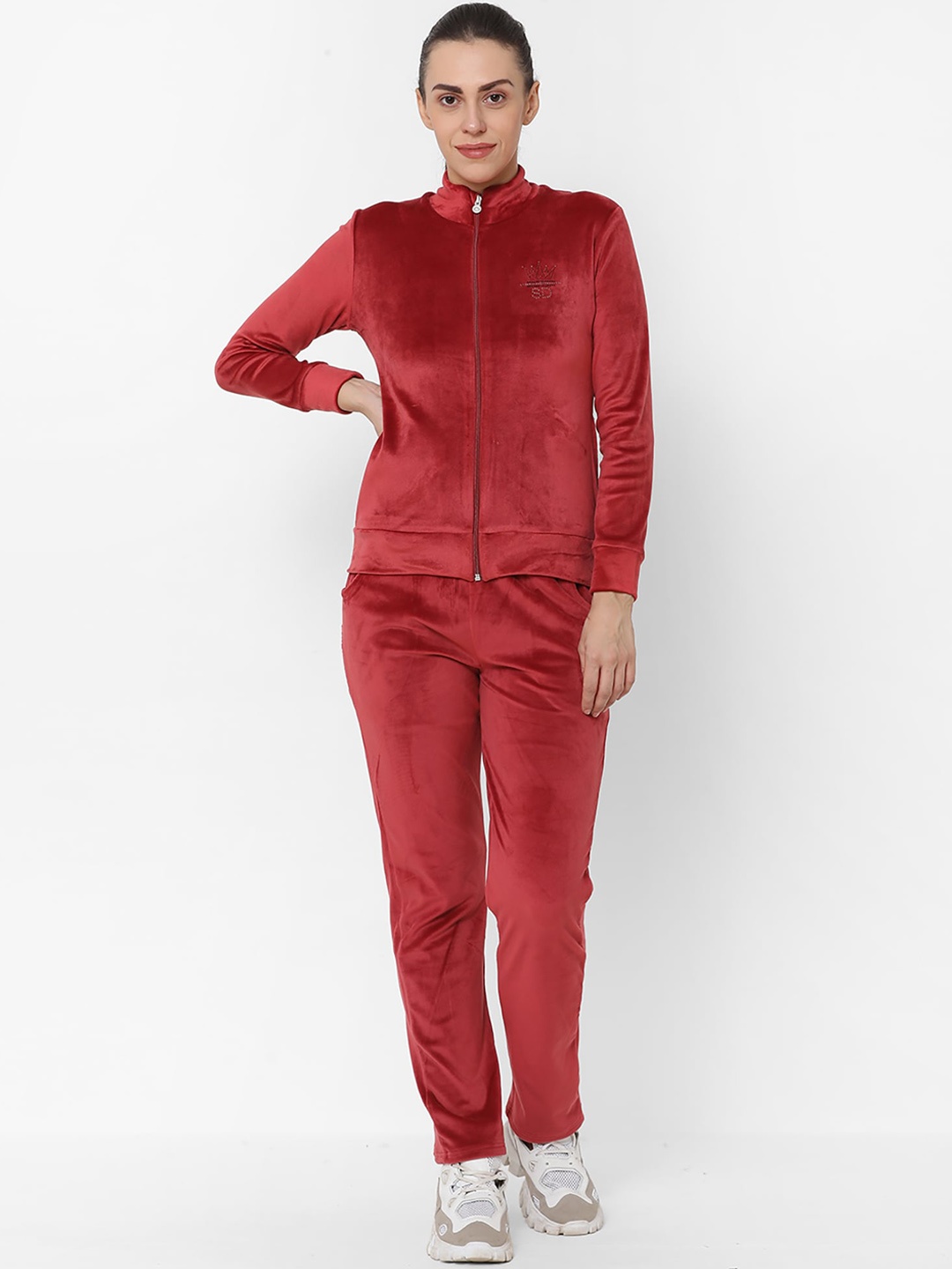 

Sweet Dreams Women Red Solid Track Suit