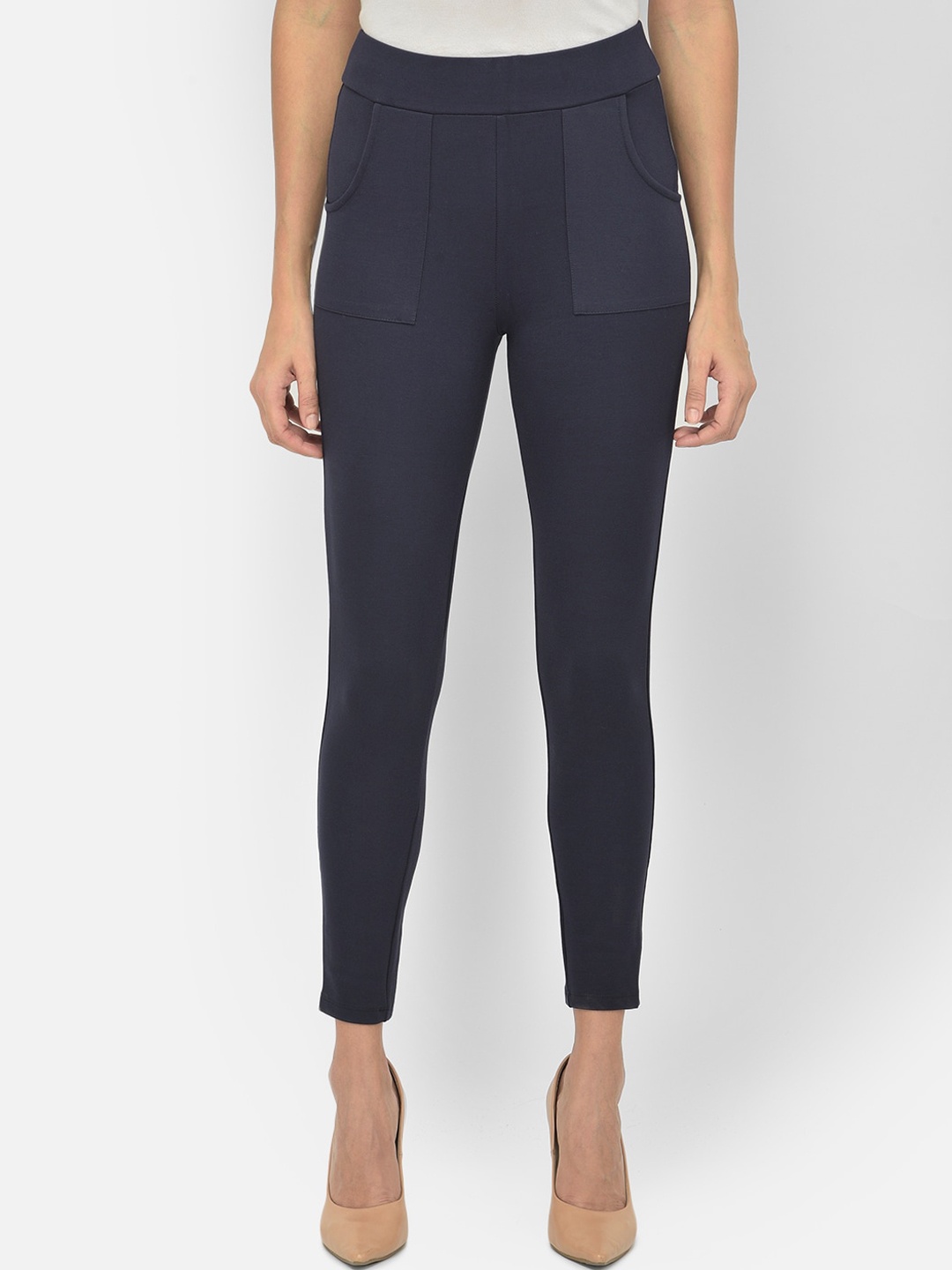 

Latin Quarters Women Navy Blue Solid Leggings