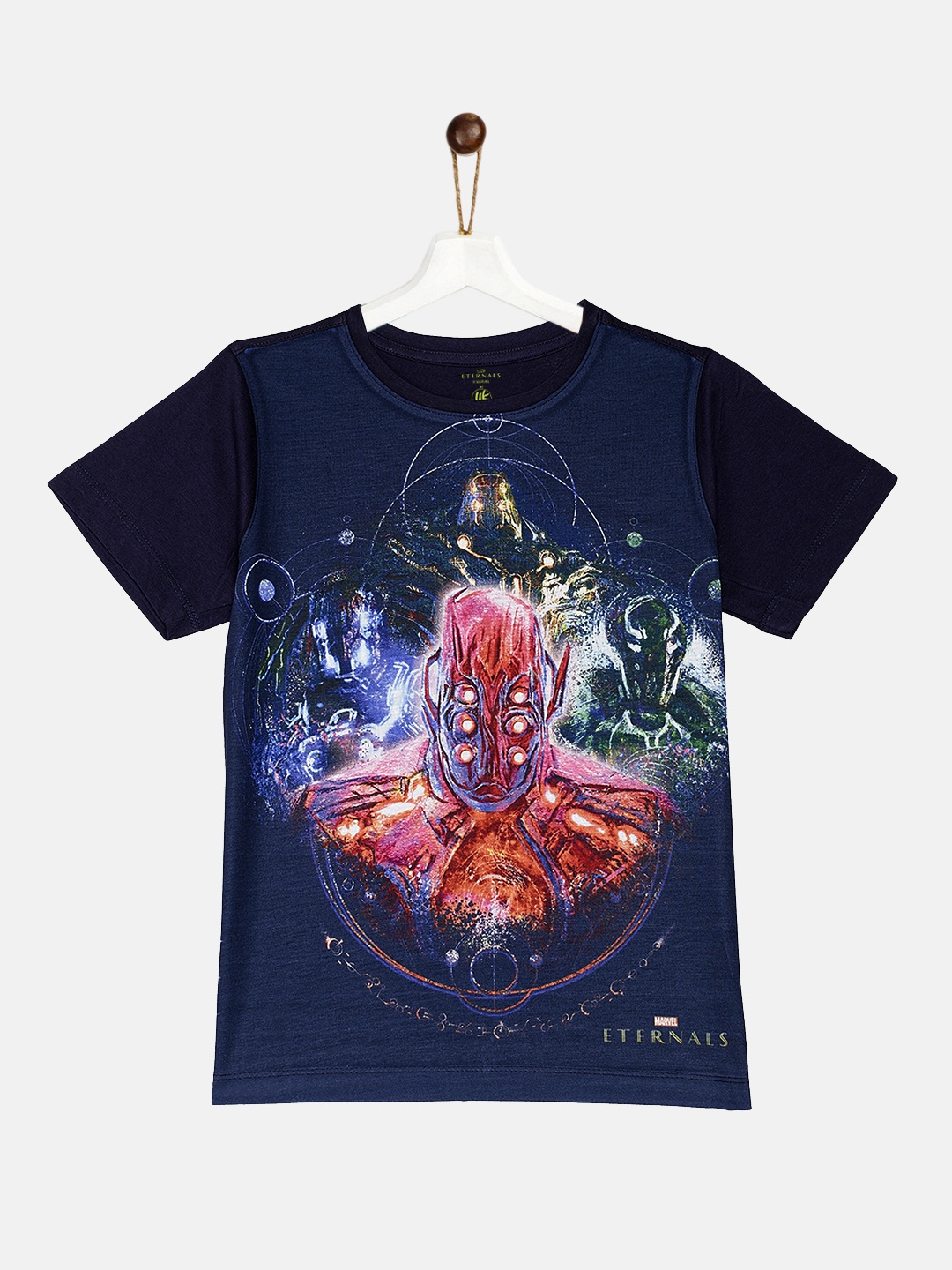 

YK Marvel Boys Navy Blue & Red Printed T-shirt