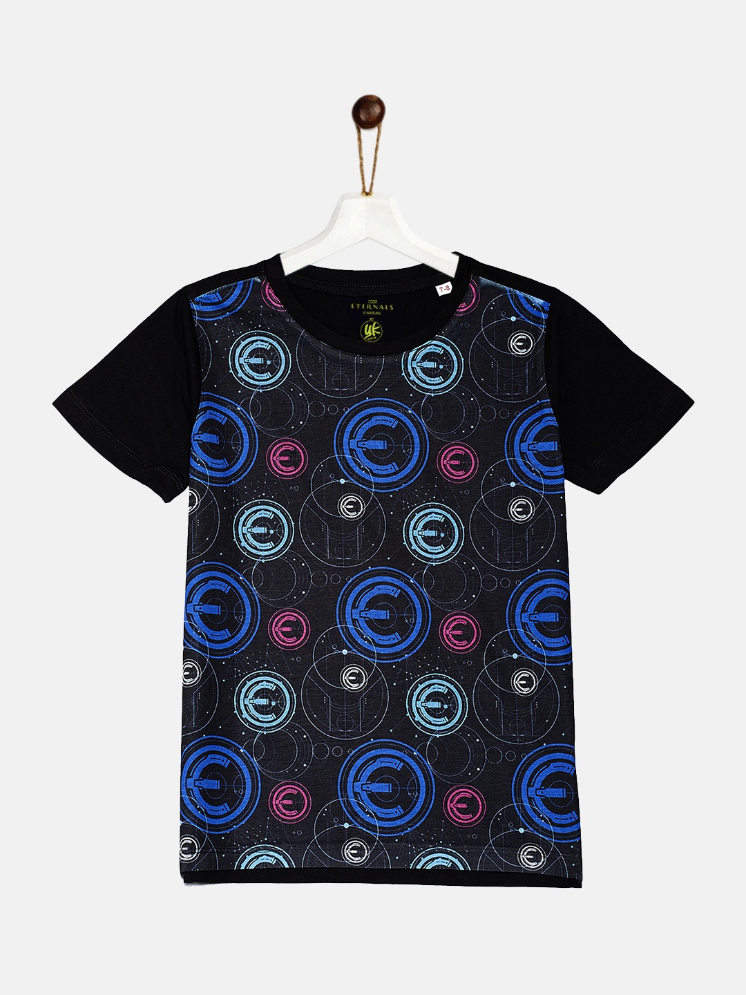 

YK Marvel Boys Black & Blue Printed T-shirt