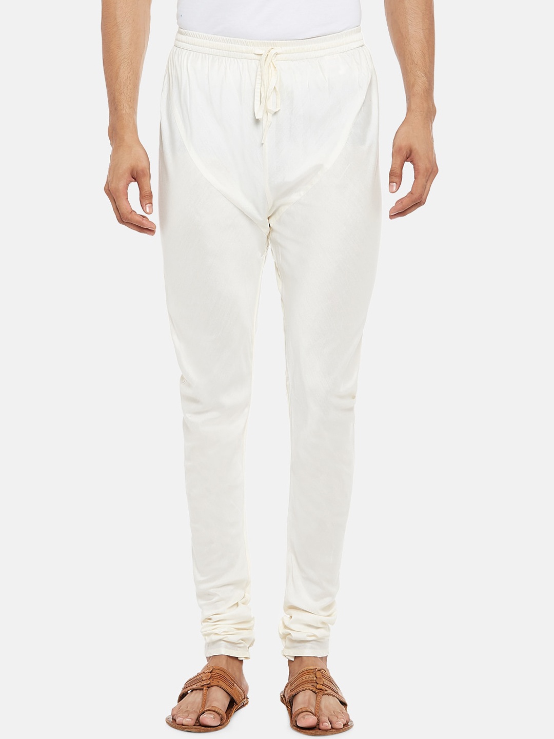 

indus route by Pantaloons Men Off White Solid Churidar